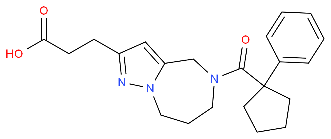 3-{5-[(1-phenylcyclopentyl)carbonyl]-5,6,7,8-tetrahydro-4H-pyrazolo[1,5-a][1,4]diazepin-2-yl}propanoic acid_Molecular_structure_CAS_)