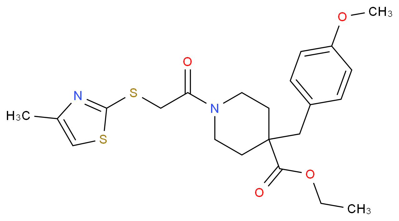 ethyl 4-(4-methoxybenzyl)-1-{[(4-methyl-1,3-thiazol-2-yl)thio]acetyl}-4-piperidinecarboxylate_Molecular_structure_CAS_)