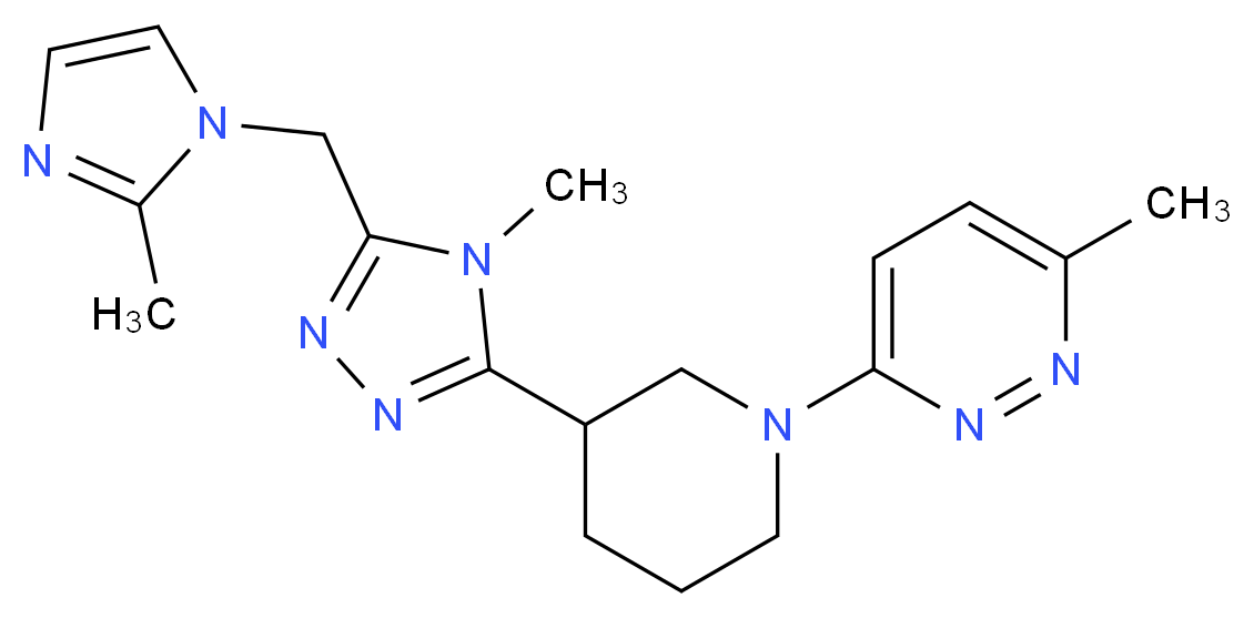 3-methyl-6-(3-{4-methyl-5-[(2-methyl-1H-imidazol-1-yl)methyl]-4H-1,2,4-triazol-3-yl}piperidin-1-yl)pyridazine_Molecular_structure_CAS_)