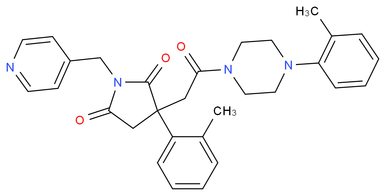 3-(2-methylphenyl)-3-{2-[4-(2-methylphenyl)-1-piperazinyl]-2-oxoethyl}-1-(4-pyridinylmethyl)-2,5-pyrrolidinedione_Molecular_structure_CAS_)