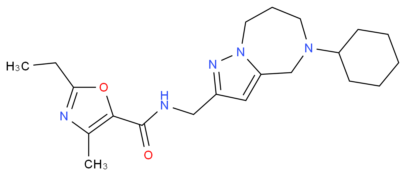 N-[(5-cyclohexyl-5,6,7,8-tetrahydro-4H-pyrazolo[1,5-a][1,4]diazepin-2-yl)methyl]-2-ethyl-4-methyl-1,3-oxazole-5-carboxamide_Molecular_structure_CAS_)