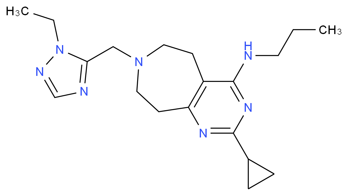 2-cyclopropyl-7-[(1-ethyl-1H-1,2,4-triazol-5-yl)methyl]-N-propyl-6,7,8,9-tetrahydro-5H-pyrimido[4,5-d]azepin-4-amine_Molecular_structure_CAS_)