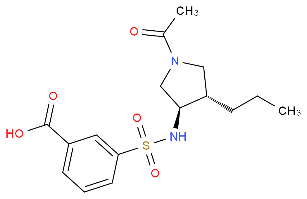 3-({[(3R*,4S*)-1-acetyl-4-propyl-3-pyrrolidinyl]amino}sulfonyl)benzoic acid_Molecular_structure_CAS_)