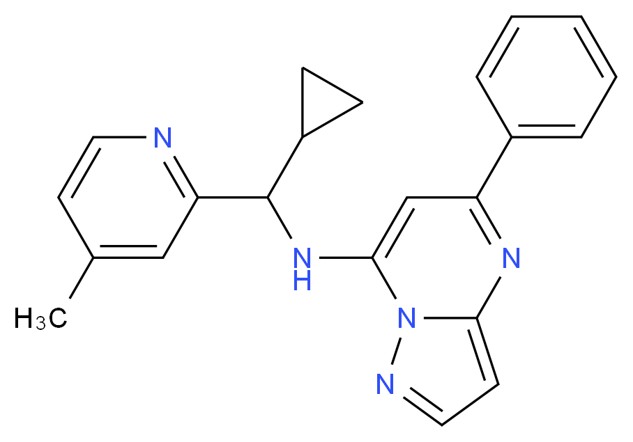 N-[cyclopropyl(4-methylpyridin-2-yl)methyl]-5-phenylpyrazolo[1,5-a]pyrimidin-7-amine_Molecular_structure_CAS_)