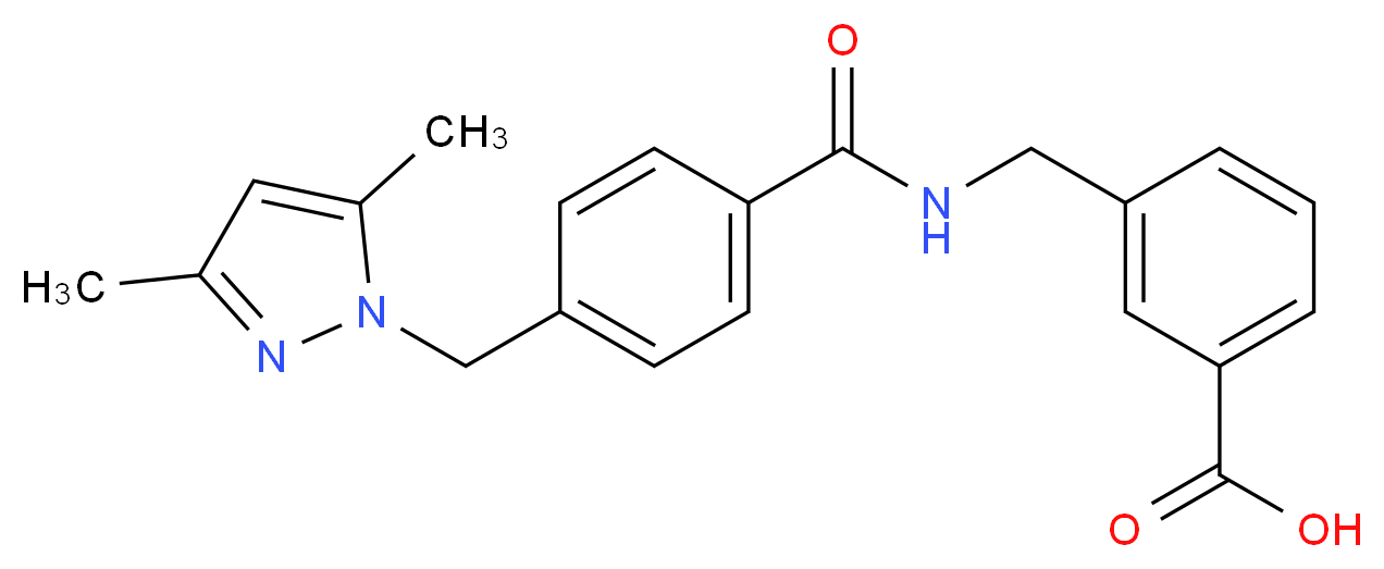 3-[({4-[(3,5-dimethyl-1H-pyrazol-1-yl)methyl]benzoyl}amino)methyl]benzoic acid_Molecular_structure_CAS_)
