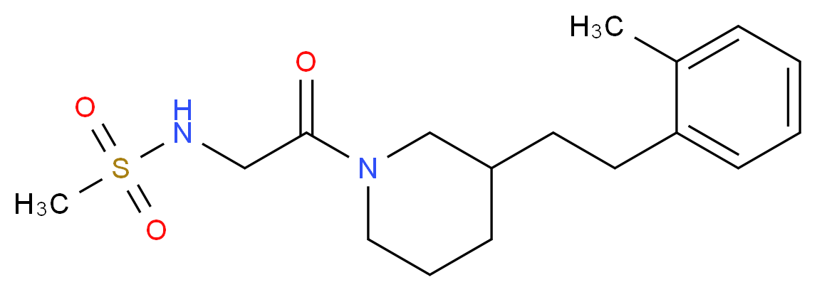 N-(2-{3-[2-(2-methylphenyl)ethyl]-1-piperidinyl}-2-oxoethyl)methanesulfonamide (non-preferred name)_Molecular_structure_CAS_)