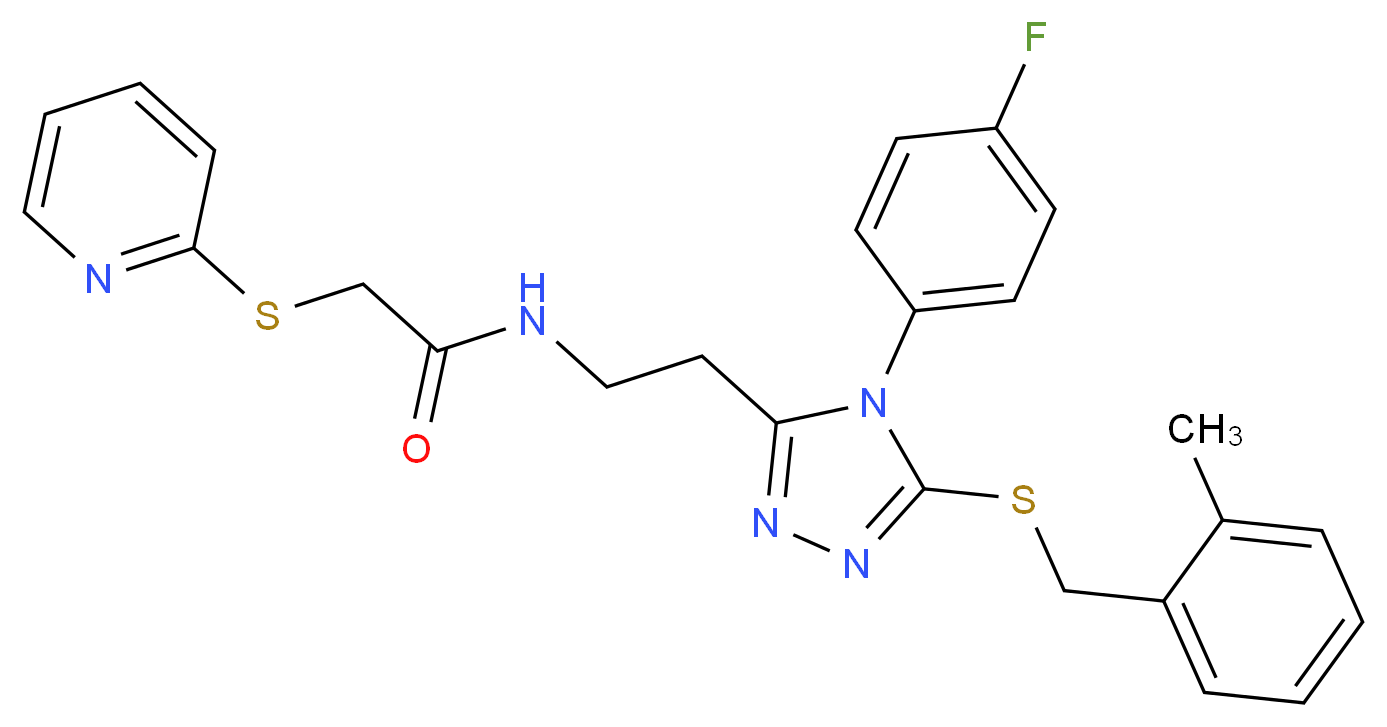 N-(2-{4-(4-fluorophenyl)-5-[(2-methylbenzyl)thio]-4H-1,2,4-triazol-3-yl}ethyl)-2-(2-pyridinylthio)acetamide_Molecular_structure_CAS_)