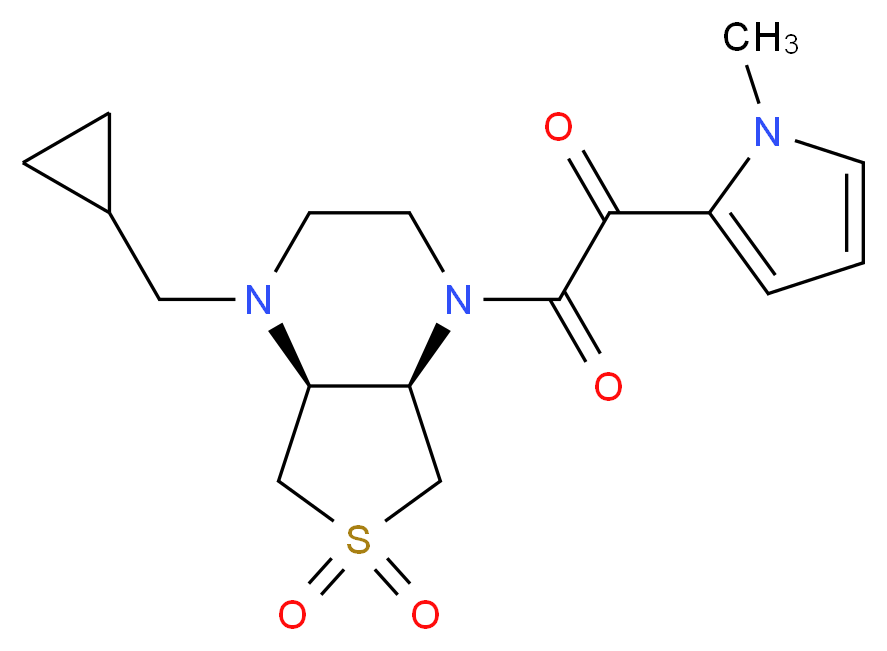 2-[(4aS*,7aR*)-4-(cyclopropylmethyl)-6,6-dioxidohexahydrothieno[3,4-b]pyrazin-1(2H)-yl]-1-(1-methyl-1H-pyrrol-2-yl)-2-oxoethanone_Molecular_structure_CAS_)
