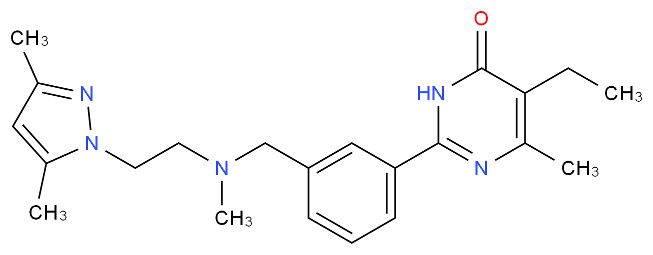 2-(3-{[[2-(3,5-dimethyl-1H-pyrazol-1-yl)ethyl](methyl)amino]methyl}phenyl)-5-ethyl-6-methyl-4(3H)-pyrimidinone_Molecular_structure_CAS_)