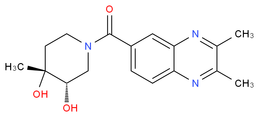 (3S*,4R*)-1-[(2,3-dimethylquinoxalin-6-yl)carbonyl]-4-methylpiperidine-3,4-diol_Molecular_structure_CAS_)