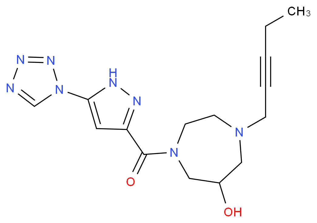 1-pent-2-yn-1-yl-4-{[5-(1H-tetrazol-1-yl)-1H-pyrazol-3-yl]carbonyl}-1,4-diazepan-6-ol_Molecular_structure_CAS_)