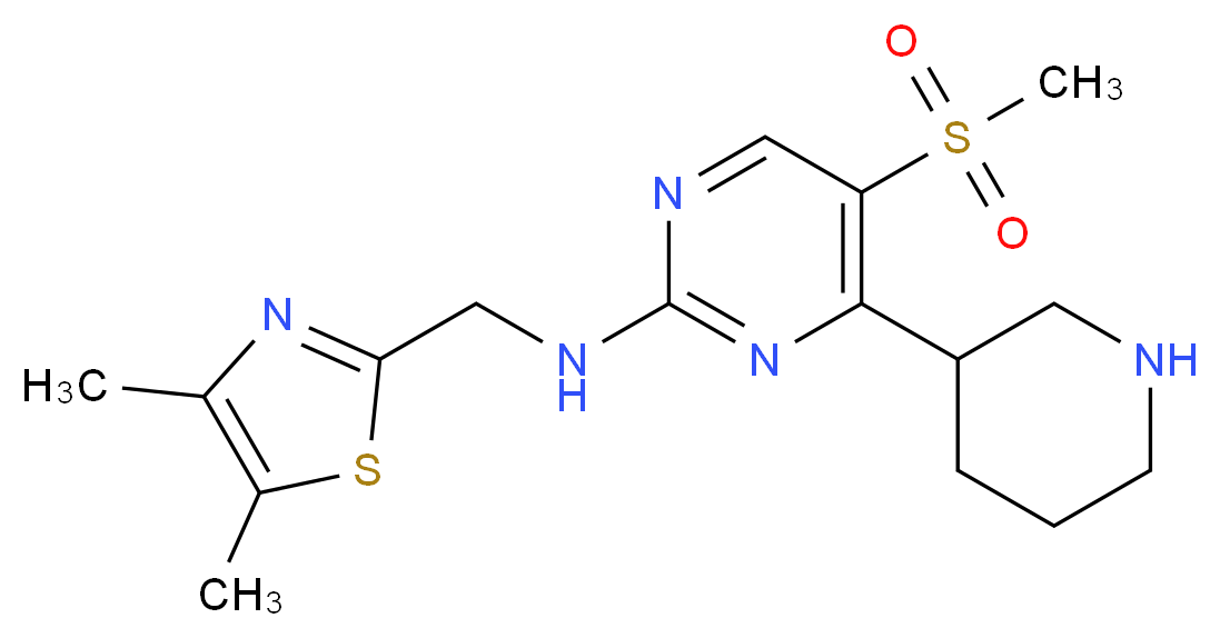 N-[(4,5-dimethyl-1,3-thiazol-2-yl)methyl]-5-(methylsulfonyl)-4-piperidin-3-ylpyrimidin-2-amine_Molecular_structure_CAS_)