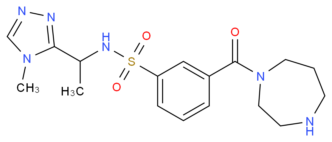 3-(1,4-diazepan-1-ylcarbonyl)-N-[1-(4-methyl-4H-1,2,4-triazol-3-yl)ethyl]benzenesulfonamide_Molecular_structure_CAS_)