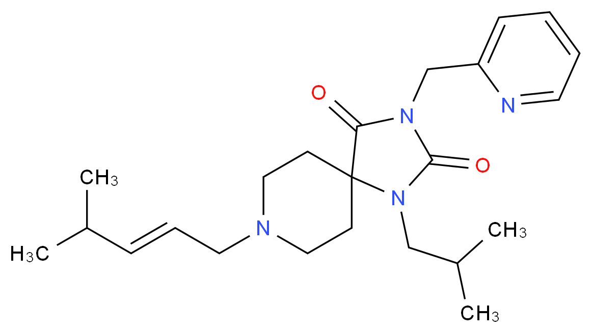 1-isobutyl-8-[(2E)-4-methyl-2-penten-1-yl]-3-(2-pyridinylmethyl)-1,3,8-triazaspiro[4.5]decane-2,4-dione_Molecular_structure_CAS_)