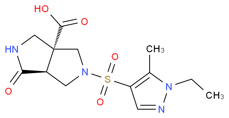 (3aR*,6aS*)-5-[(1-ethyl-5-methyl-1H-pyrazol-4-yl)sulfonyl]-1-oxohexahydropyrrolo[3,4-c]pyrrole-3a(1H)-carboxylic acid_Molecular_structure_CAS_)