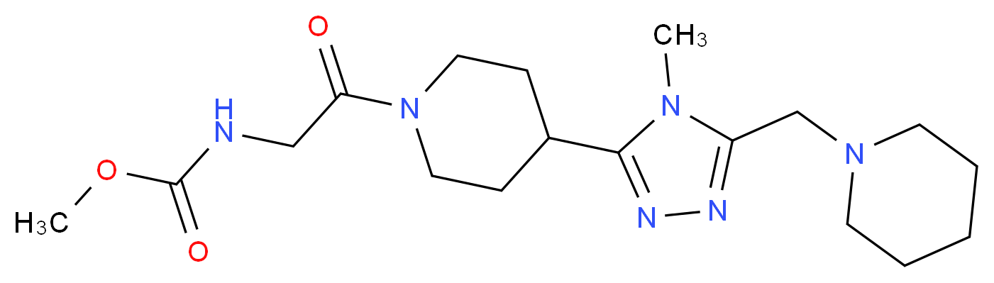 methyl (2-{4-[4-methyl-5-(piperidin-1-ylmethyl)-4H-1,2,4-triazol-3-yl]piperidin-1-yl}-2-oxoethyl)carbamate_Molecular_structure_CAS_)