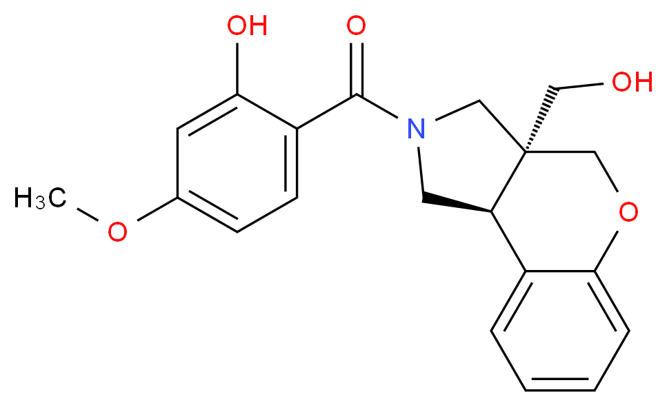 2-{[(3aS*,9bS*)-3a-(hydroxymethyl)-1,3a,4,9b-tetrahydrochromeno[3,4-c]pyrrol-2(3H)-yl]carbonyl}-5-methoxyphenol_Molecular_structure_CAS_)