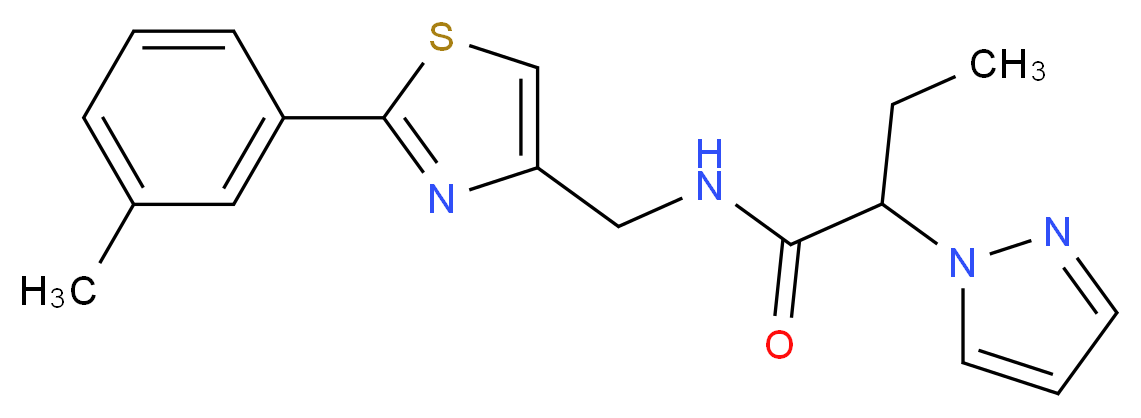 N-{[2-(3-methylphenyl)-1,3-thiazol-4-yl]methyl}-2-(1H-pyrazol-1-yl)butanamide_Molecular_structure_CAS_)