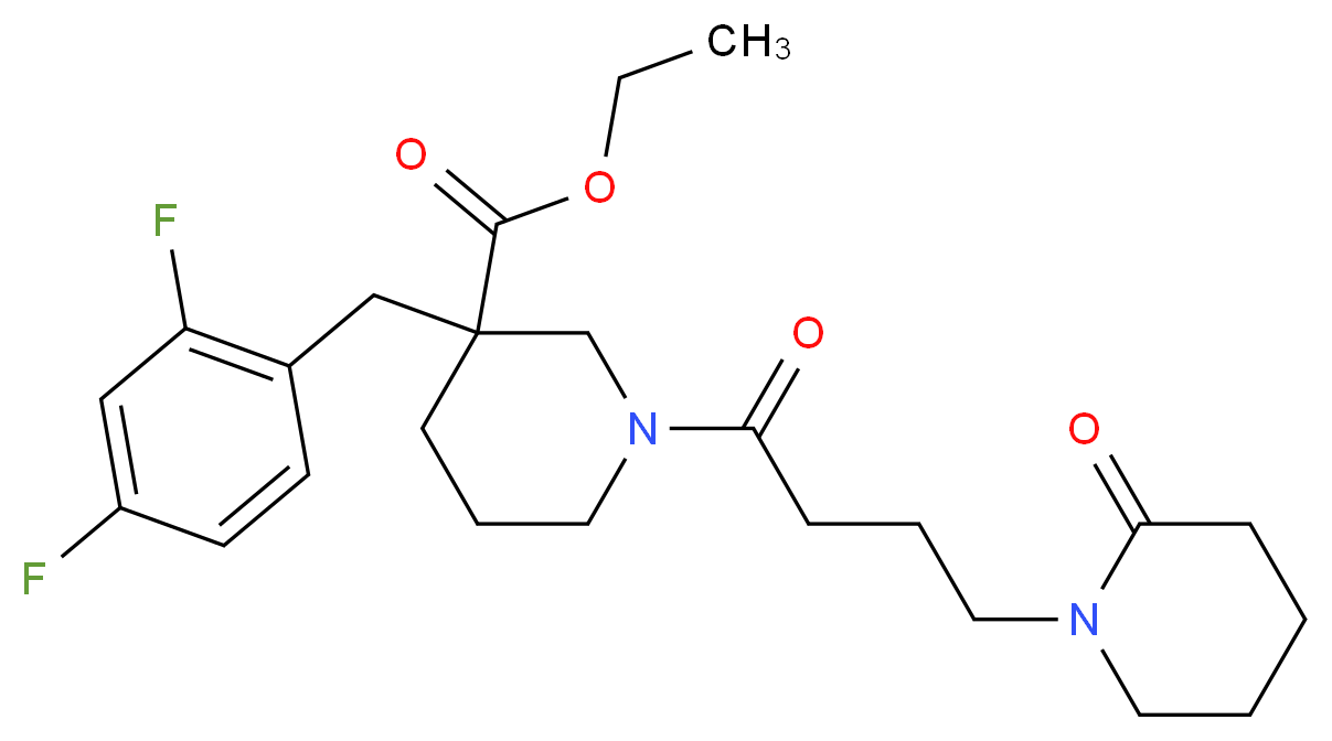 ethyl 3-(2,4-difluorobenzyl)-1-[4-(2-oxo-1-piperidinyl)butanoyl]-3-piperidinecarboxylate_Molecular_structure_CAS_)