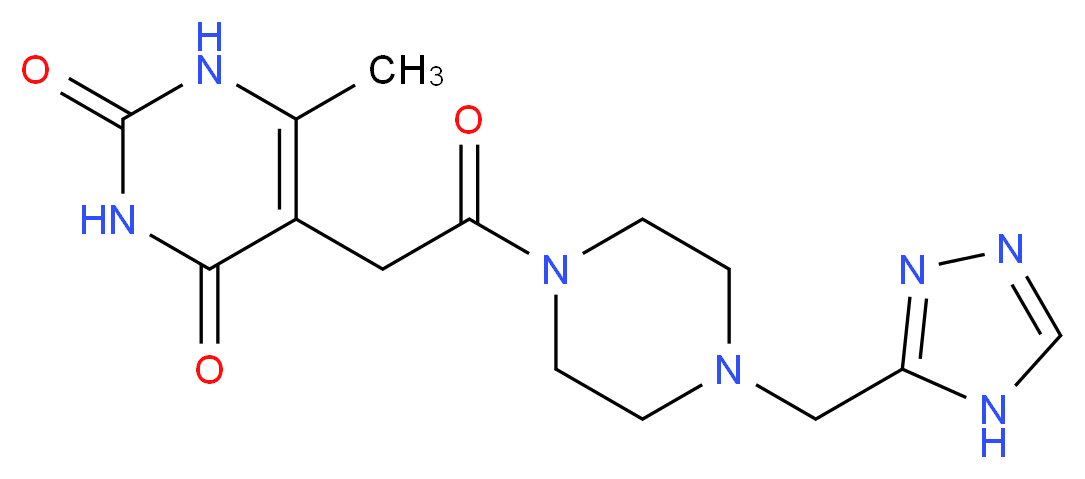 6-methyl-5-{2-oxo-2-[4-(4H-1,2,4-triazol-3-ylmethyl)piperazin-1-yl]ethyl}pyrimidine-2,4(1H,3H)-dione_Molecular_structure_CAS_)