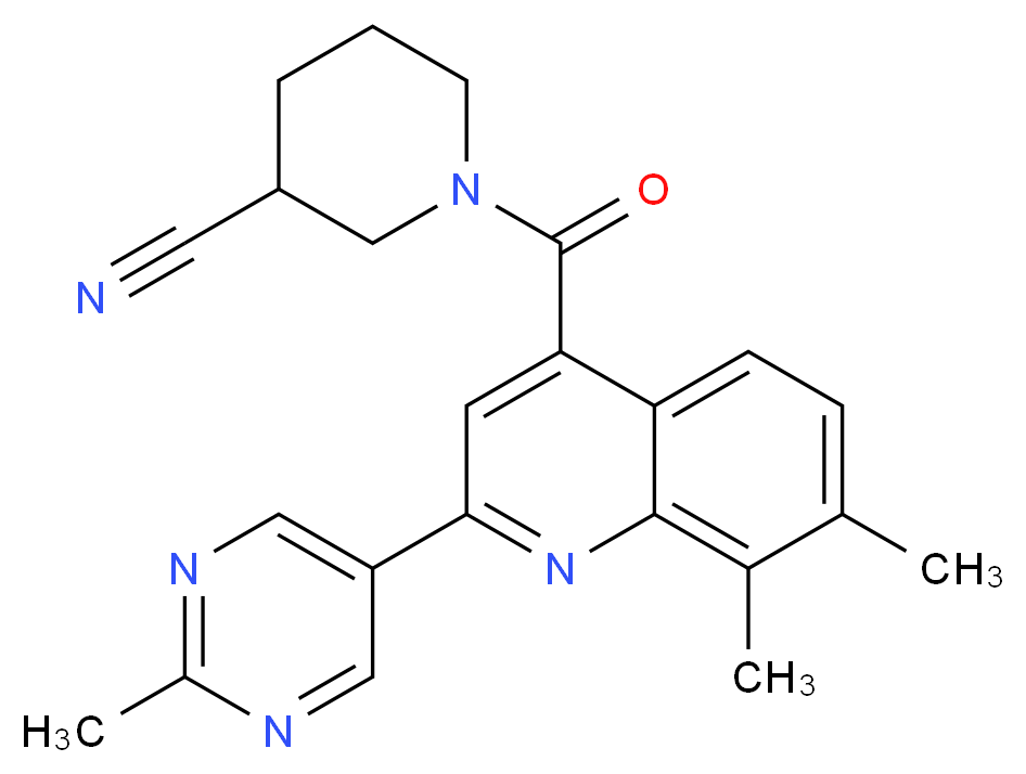 1-{[7,8-dimethyl-2-(2-methylpyrimidin-5-yl)quinolin-4-yl]carbonyl}piperidine-3-carbonitrile_Molecular_structure_CAS_)