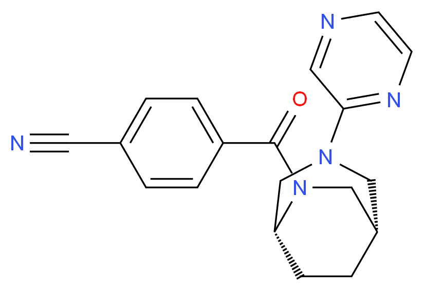 4-{[(1S*,5R*)-3-(2-pyrazinyl)-3,6-diazabicyclo[3.2.2]non-6-yl]carbonyl}benzonitrile_Molecular_structure_CAS_)