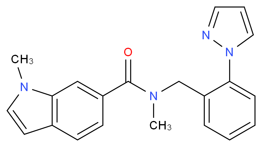 N,1-dimethyl-N-[2-(1H-pyrazol-1-yl)benzyl]-1H-indole-6-carboxamide_Molecular_structure_CAS_)
