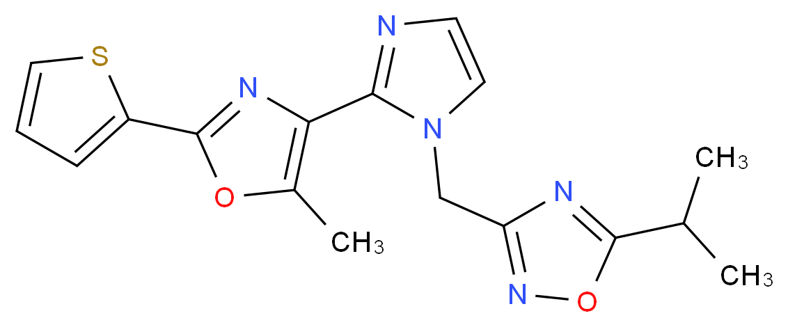 5-isopropyl-3-({2-[5-methyl-2-(2-thienyl)-1,3-oxazol-4-yl]-1H-imidazol-1-yl}methyl)-1,2,4-oxadiazole_Molecular_structure_CAS_)