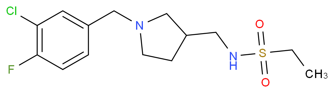 N-{[1-(3-chloro-4-fluorobenzyl)pyrrolidin-3-yl]methyl}ethanesulfonamide_Molecular_structure_CAS_)