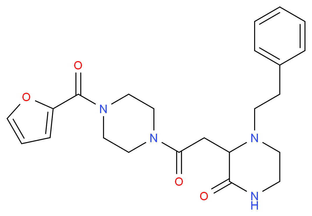 3-{2-[4-(2-furoyl)-1-piperazinyl]-2-oxoethyl}-4-(2-phenylethyl)-2-piperazinone_Molecular_structure_CAS_)