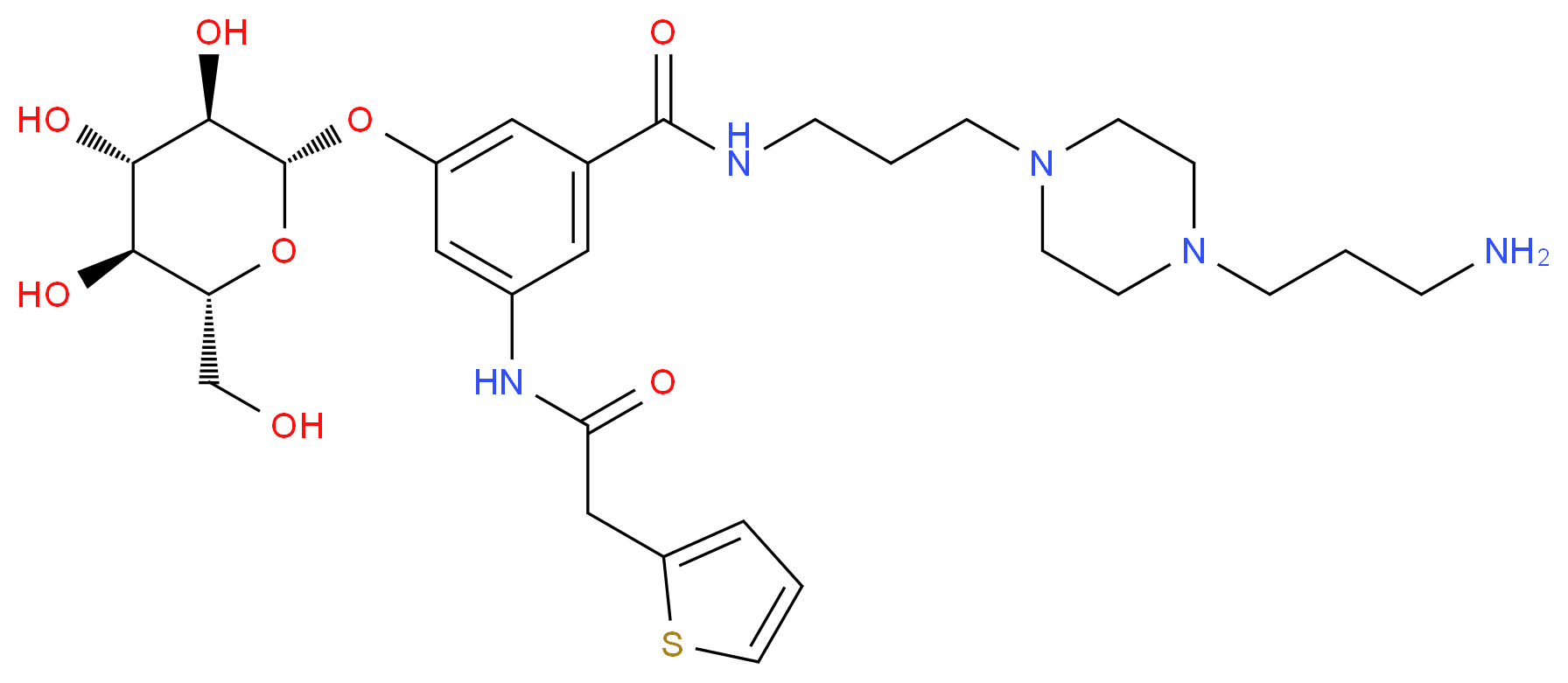 N-{3-[4-(3-Amino-Propyl)-Piperazin-1-Yl]-Propyl}-3-(2-Thiophen-2-Yl-Acetylamino)-5-(3,4,5-Trihydroxy-6-Hydroxymethyl-Tetrahydro-Pyran-2-Yloxy)-Benzamide_Molecular_structure_CAS_)