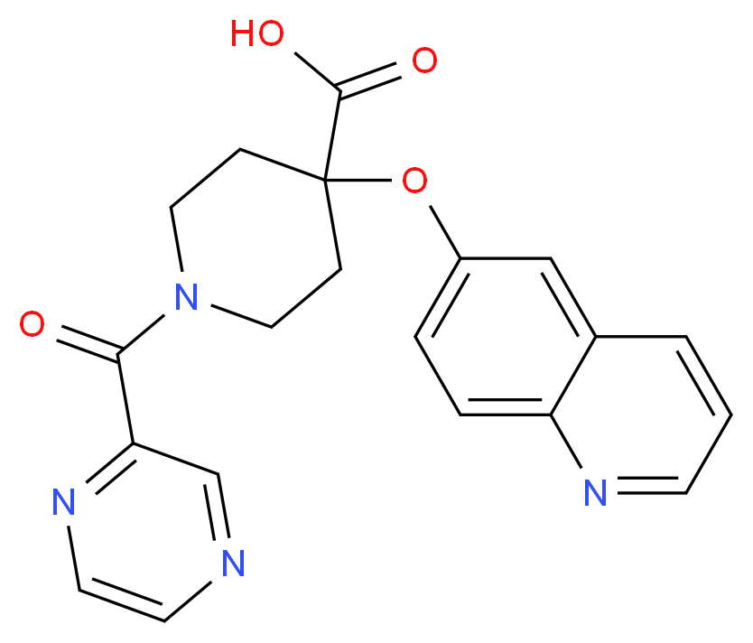 1-(pyrazin-2-ylcarbonyl)-4-(quinolin-6-yloxy)piperidine-4-carboxylic acid_Molecular_structure_CAS_)