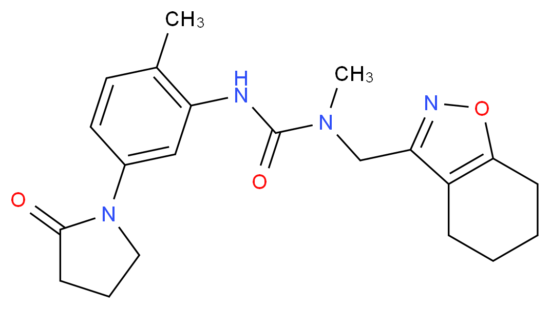 N-methyl-N'-[2-methyl-5-(2-oxopyrrolidin-1-yl)phenyl]-N-(4,5,6,7-tetrahydro-1,2-benzisoxazol-3-ylmethyl)urea_Molecular_structure_CAS_)