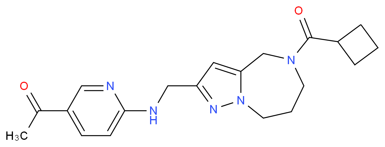 1-[6-({[5-(cyclobutylcarbonyl)-5,6,7,8-tetrahydro-4H-pyrazolo[1,5-a][1,4]diazepin-2-yl]methyl}amino)pyridin-3-yl]ethanone_Molecular_structure_CAS_)