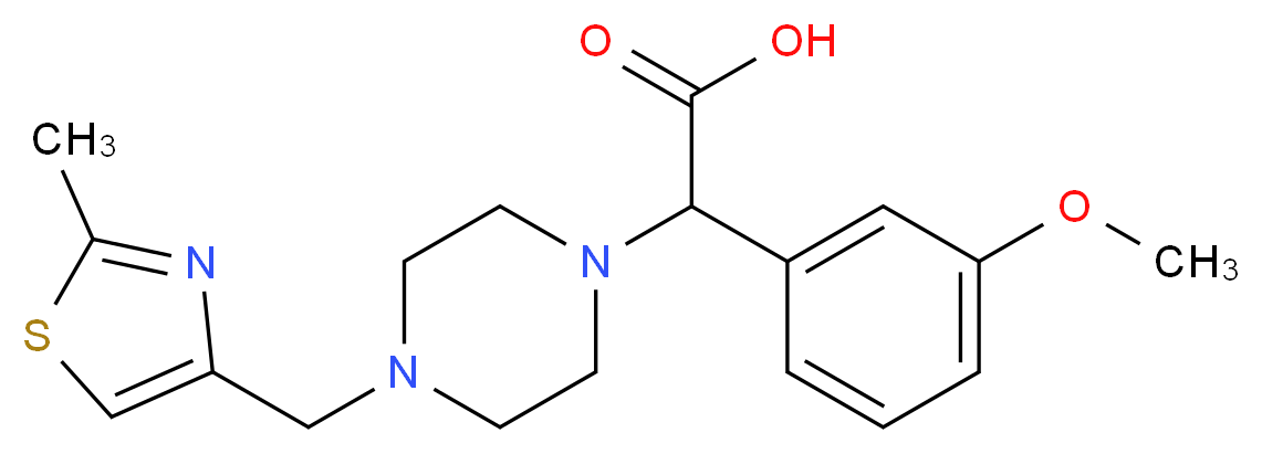 (3-methoxyphenyl){4-[(2-methyl-1,3-thiazol-4-yl)methyl]piperazin-1-yl}acetic acid_Molecular_structure_CAS_)