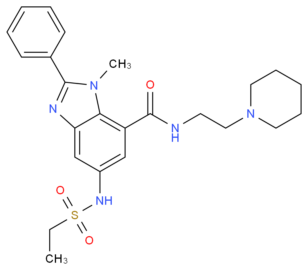 5-[(ethylsulfonyl)amino]-1-methyl-2-phenyl-N-[2-(1-piperidinyl)ethyl]-1H-benzimidazole-7-carboxamide_Molecular_structure_CAS_)