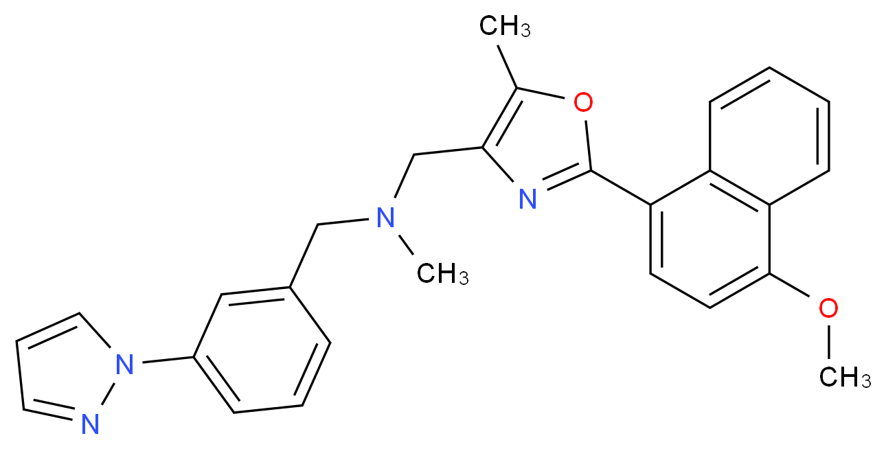 1-[2-(4-methoxy-1-naphthyl)-5-methyl-1,3-oxazol-4-yl]-N-methyl-N-[3-(1H-pyrazol-1-yl)benzyl]methanamine_Molecular_structure_CAS_)
