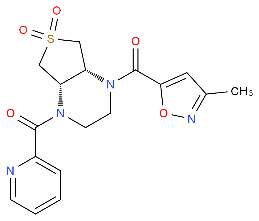 (4aS*,7aR*)-1-[(3-methyl-5-isoxazolyl)carbonyl]-4-(2-pyridinylcarbonyl)octahydrothieno[3,4-b]pyrazine 6,6-dioxide_Molecular_structure_CAS_)