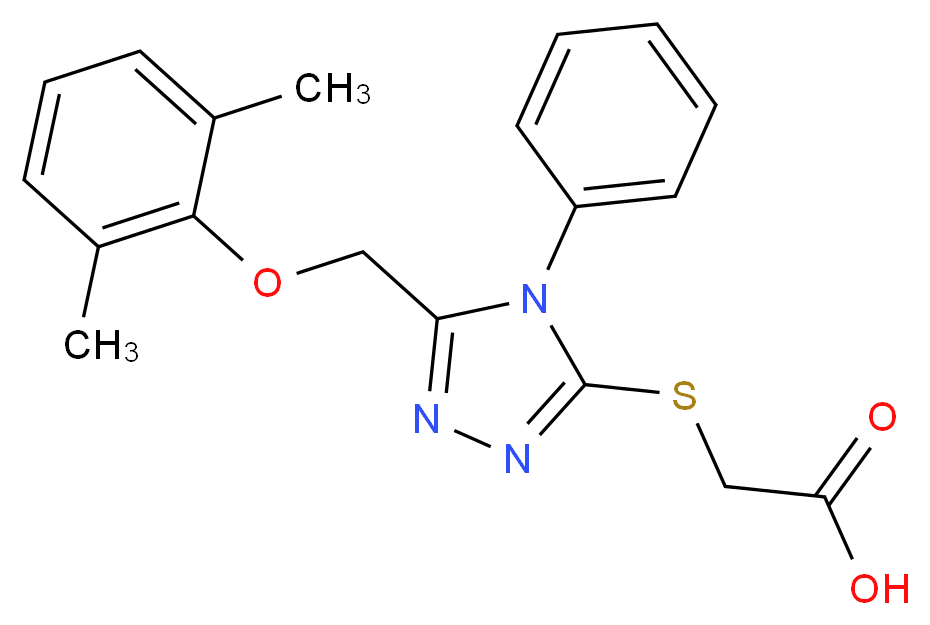({5-[(2,6-dimethylphenoxy)methyl]-4-phenyl-4H-1,2,4-triazol-3-yl}thio)acetic acid_Molecular_structure_CAS_64013-61-2)