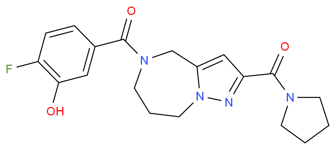 2-fluoro-5-{[2-(pyrrolidin-1-ylcarbonyl)-7,8-dihydro-4H-pyrazolo[1,5-a][1,4]diazepin-5(6H)-yl]carbonyl}phenol_Molecular_structure_CAS_)