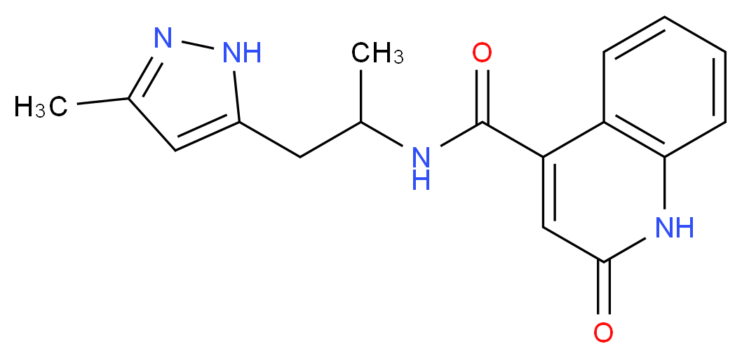 N-[1-methyl-2-(3-methyl-1H-pyrazol-5-yl)ethyl]-2-oxo-1,2-dihydro-4-quinolinecarboxamide_Molecular_structure_CAS_)