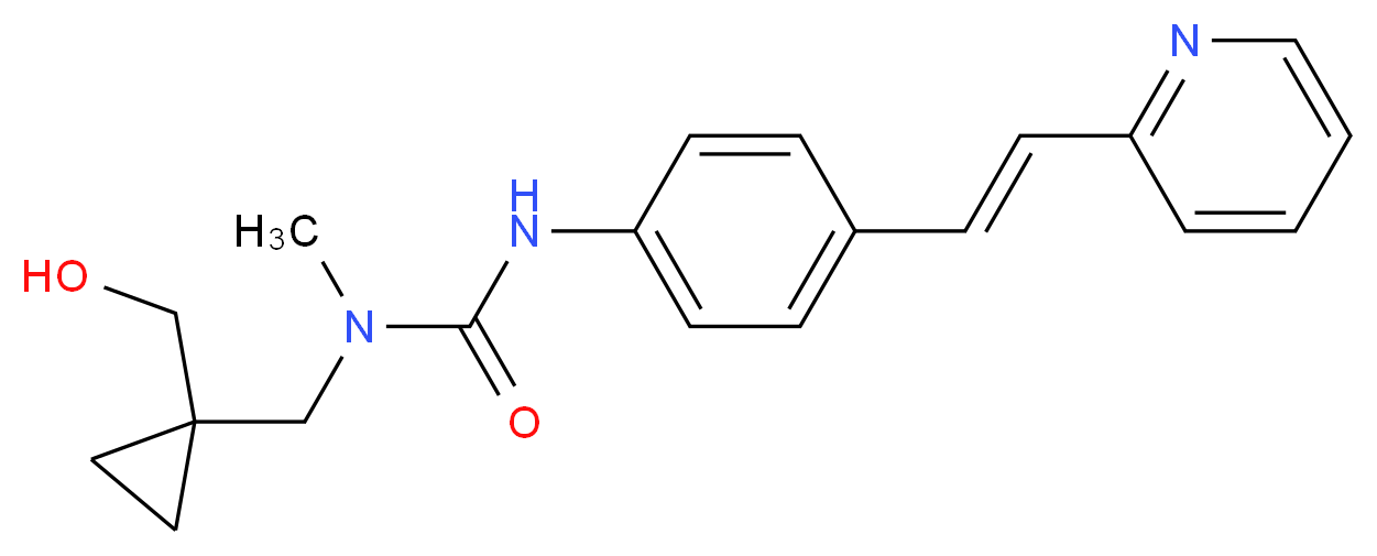 N-{[1-(hydroxymethyl)cyclopropyl]methyl}-N-methyl-N'-{4-[(E)-2-pyridin-2-ylvinyl]phenyl}urea_Molecular_structure_CAS_)