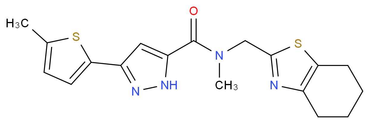 N-methyl-3-(5-methyl-2-thienyl)-N-(4,5,6,7-tetrahydro-1,3-benzothiazol-2-ylmethyl)-1H-pyrazole-5-carboxamide_Molecular_structure_CAS_)