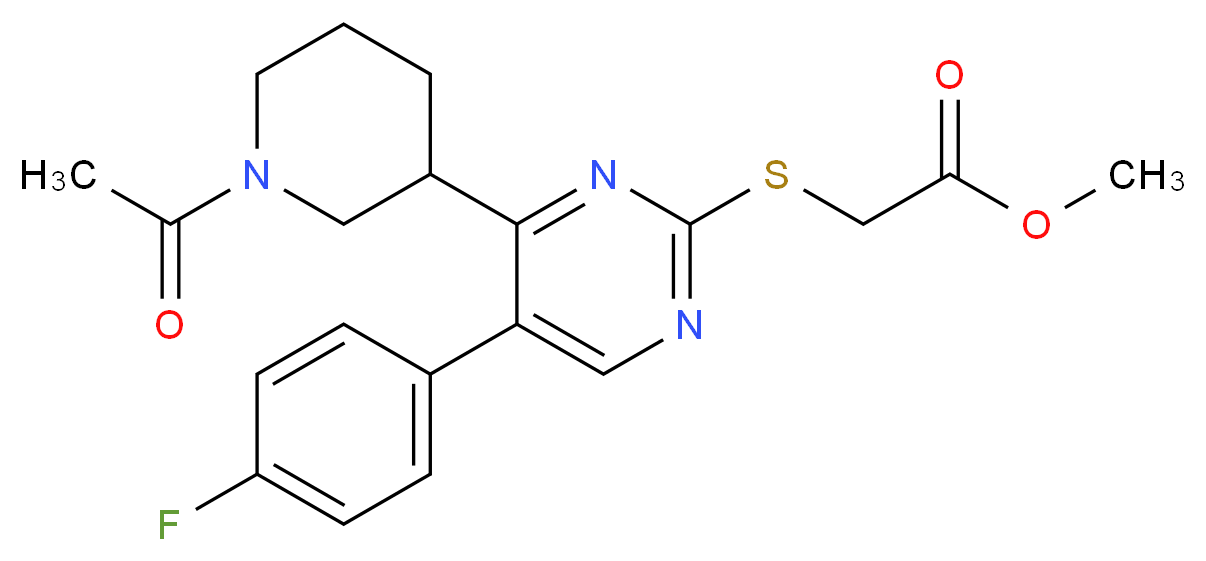 methyl {[4-(1-acetyl-3-piperidinyl)-5-(4-fluorophenyl)-2-pyrimidinyl]thio}acetate_Molecular_structure_CAS_)
