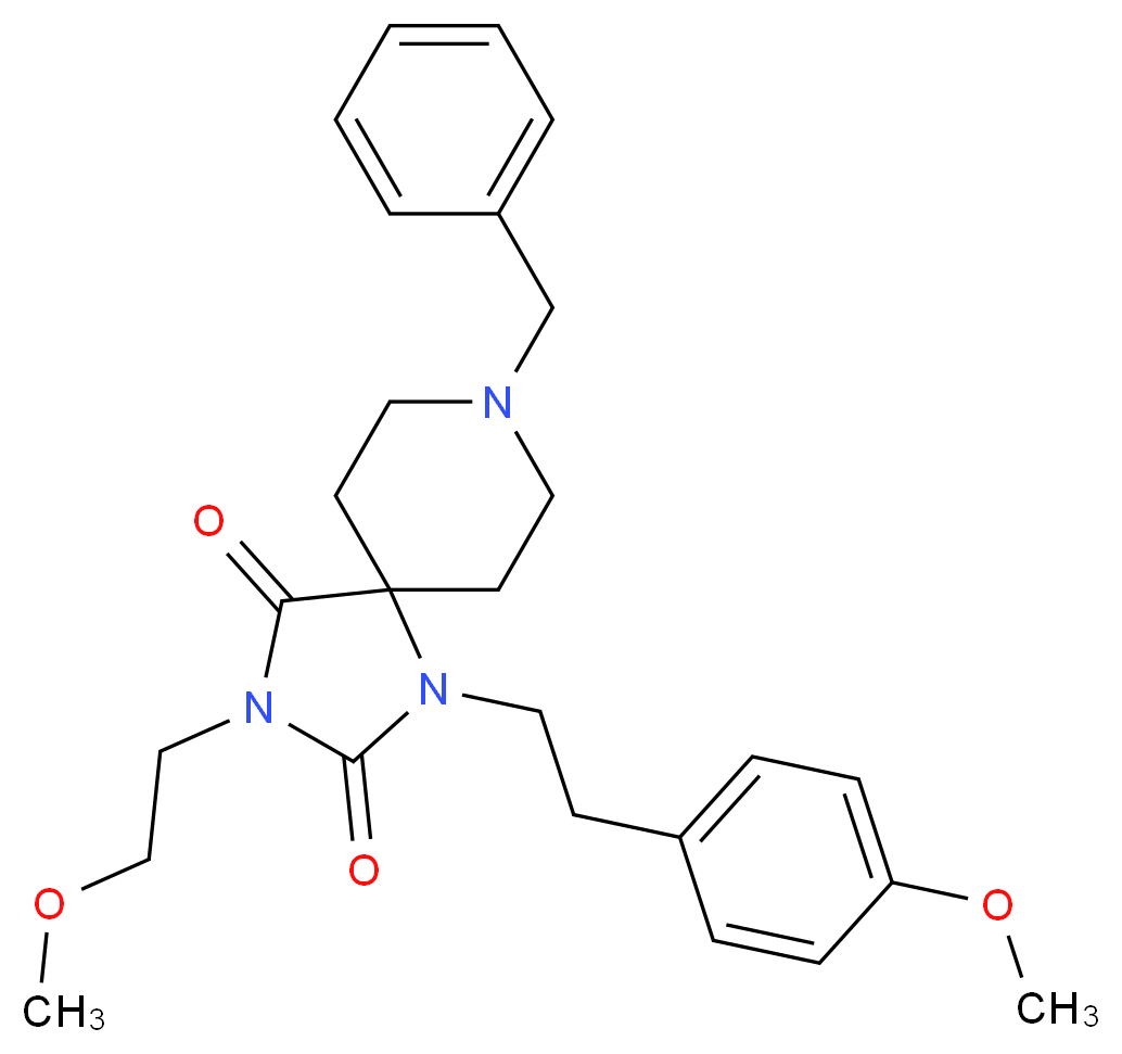 8-benzyl-3-(2-methoxyethyl)-1-[2-(4-methoxyphenyl)ethyl]-1,3,8-triazaspiro[4.5]decane-2,4-dione_Molecular_structure_CAS_)