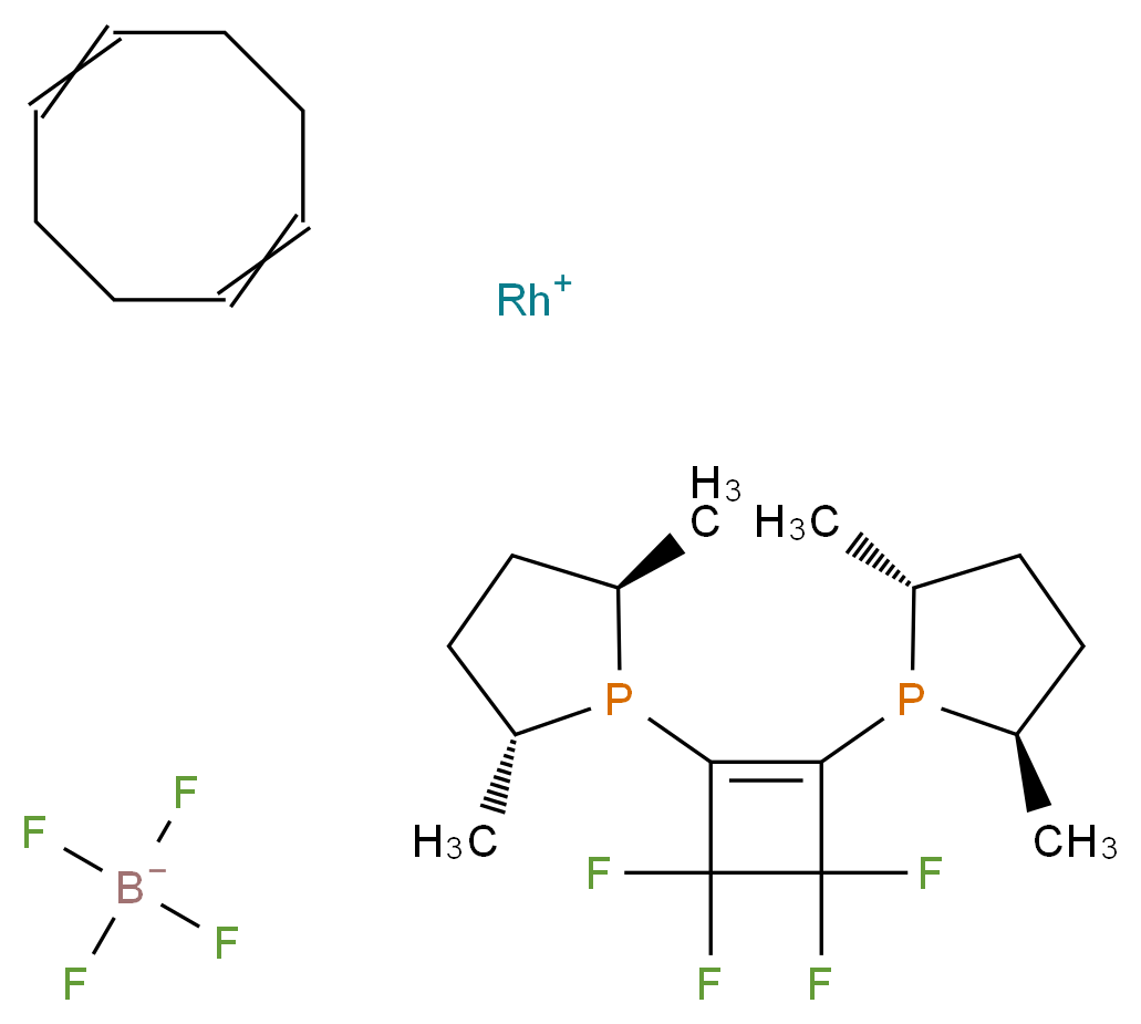 1,2-Bis[(2R,5R)-2,5-dimethylphospholano]-3,3,4,4-tetrafluoro-1-cyclobutene(1,5-cyclooctadiene)rhodium(I) tetrafluoroborate_Molecular_structure_CAS_910048-20-3)
