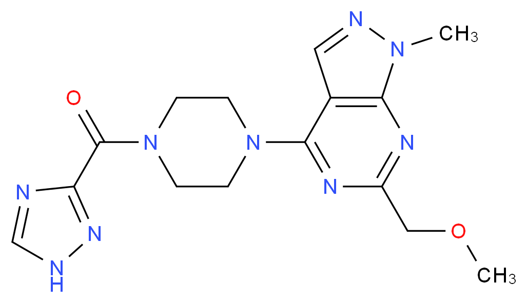 6-(methoxymethyl)-1-methyl-4-[4-(1H-1,2,4-triazol-3-ylcarbonyl)-1-piperazinyl]-1H-pyrazolo[3,4-d]pyrimidine_Molecular_structure_CAS_)