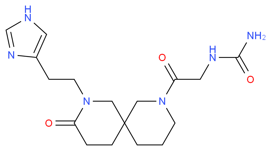 N-(2-{8-[2-(1H-imidazol-4-yl)ethyl]-9-oxo-2,8-diazaspiro[5.5]undec-2-yl}-2-oxoethyl)urea (non-preferred name)_Molecular_structure_CAS_)