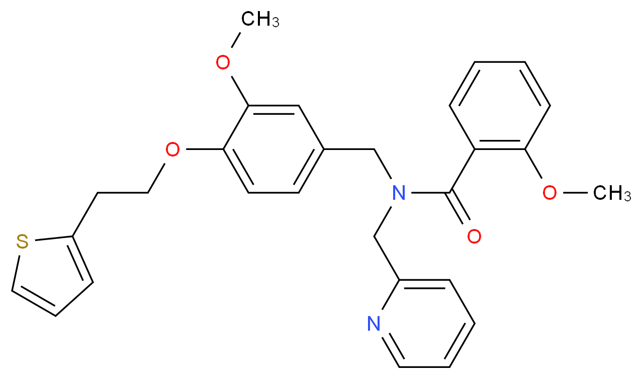 2-methoxy-N-{3-methoxy-4-[2-(2-thienyl)ethoxy]benzyl}-N-(2-pyridinylmethyl)benzamide_Molecular_structure_CAS_)