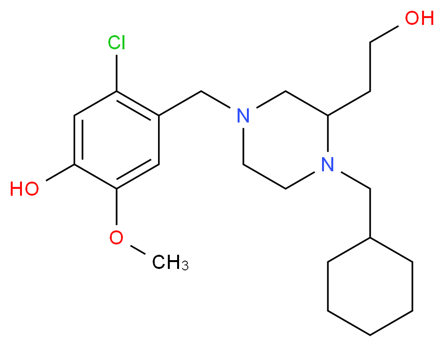 5-chloro-4-{[4-(cyclohexylmethyl)-3-(2-hydroxyethyl)-1-piperazinyl]methyl}-2-methoxyphenol_Molecular_structure_CAS_)